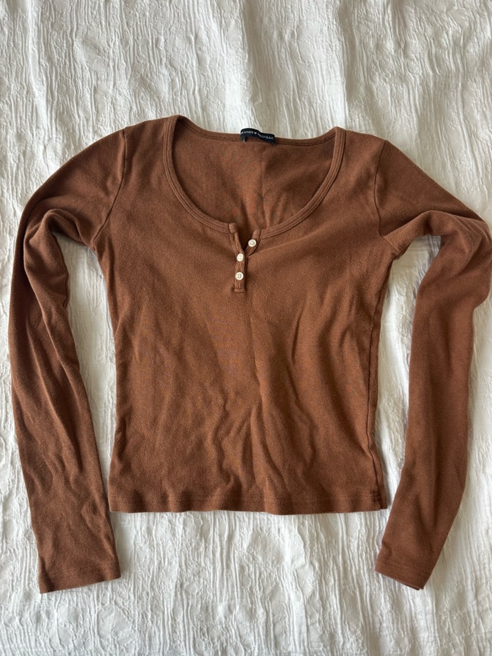 Brandy Melville Brown Button Longsleeve